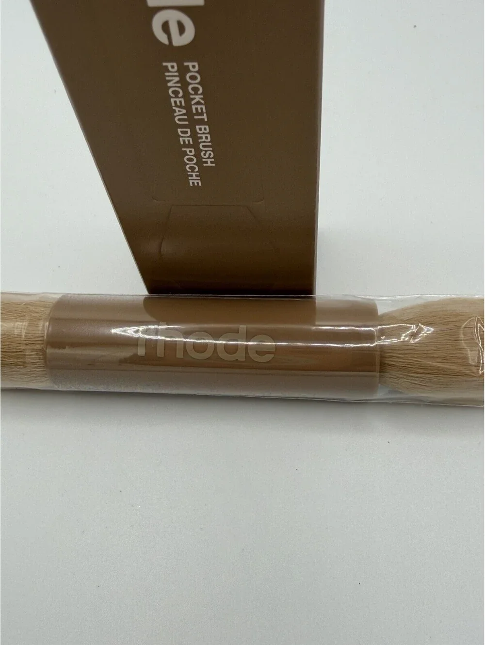 Rhode Pocket Brush Travel Makeup Brush Brown Beige New in Box Authentic Tool